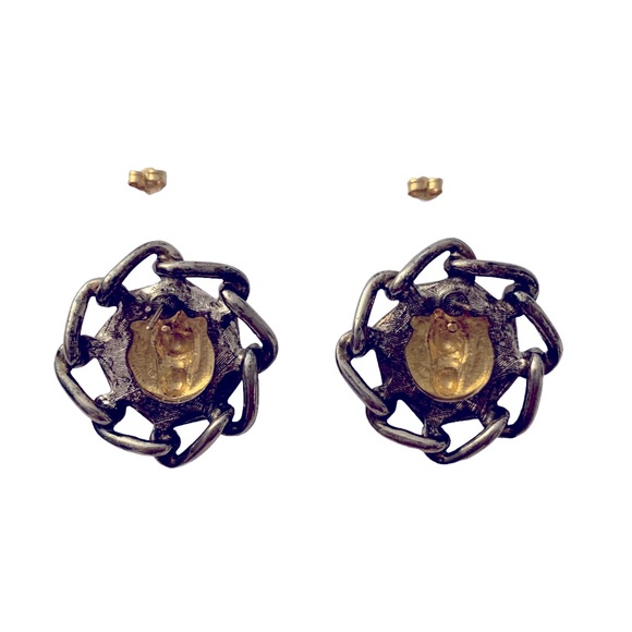 Vintage Statement Lion Head Pierced Earrings - Picture 7 of 7